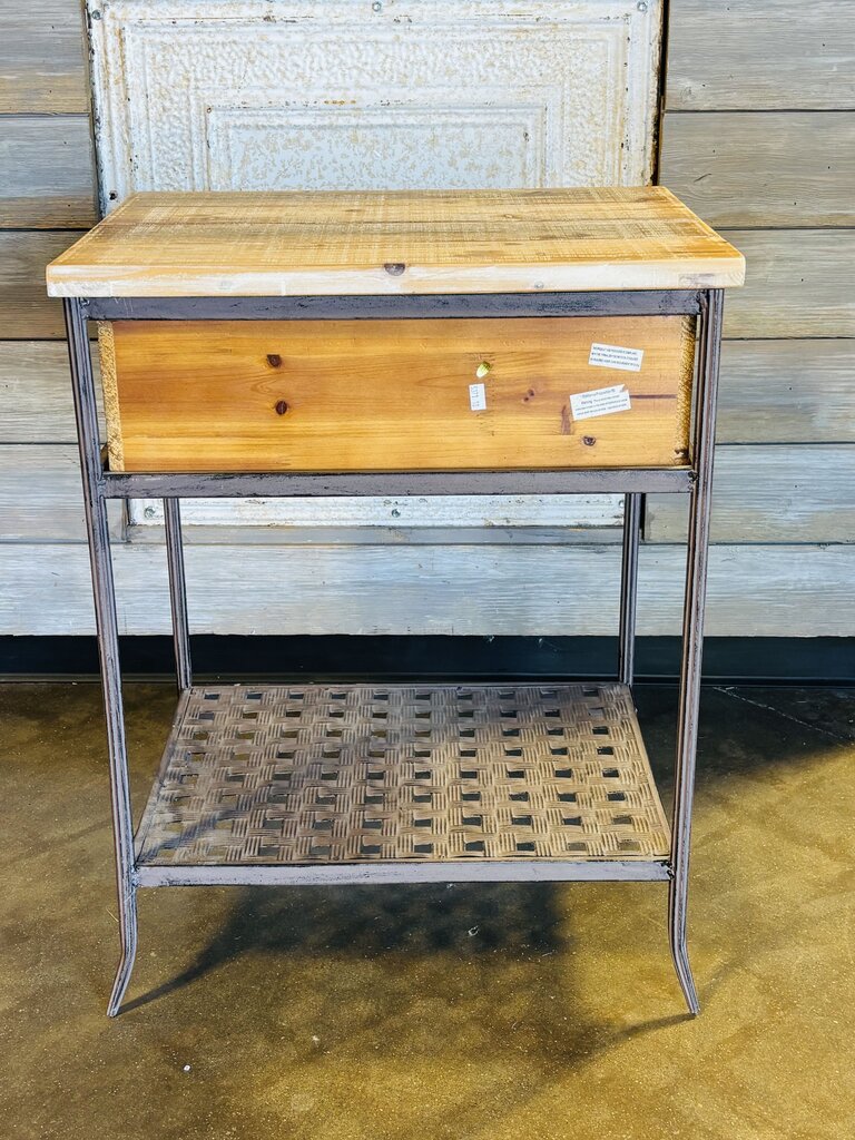 Rustic One Drawer Wood/Metal Accent Stand 20 X 16 X 24