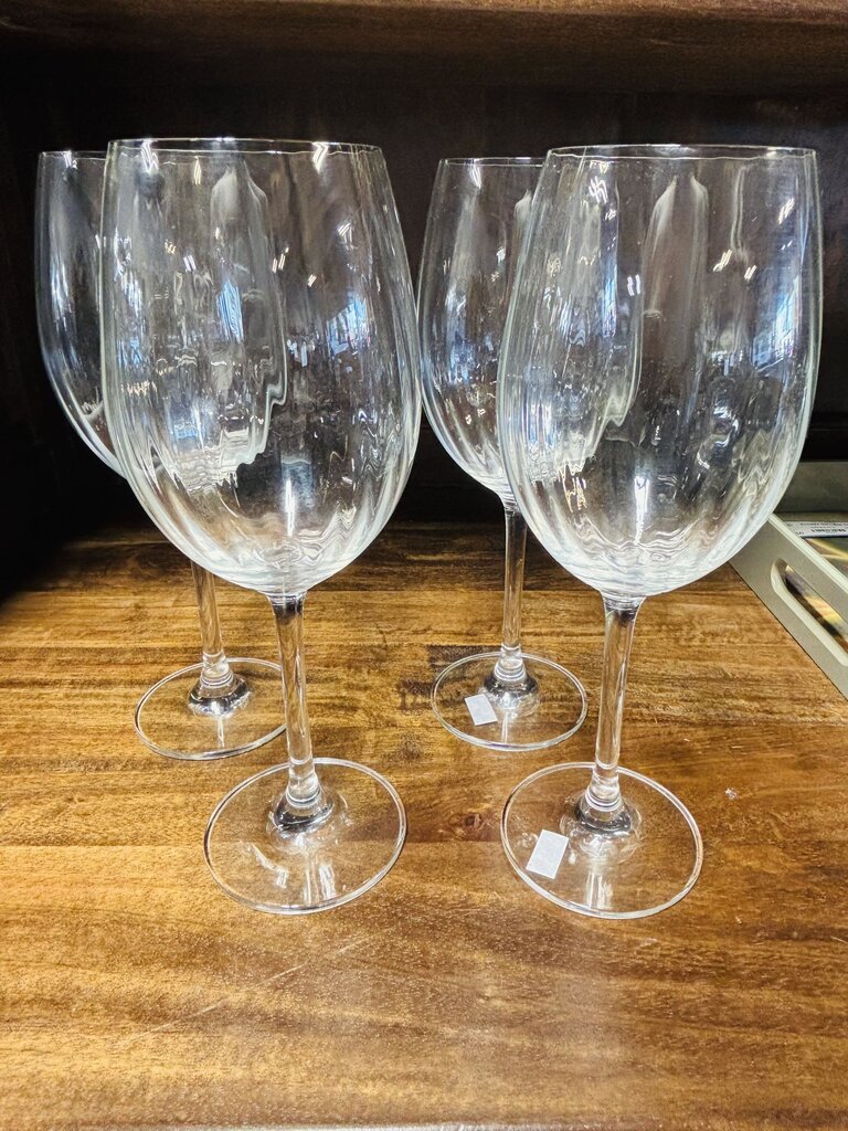 Ribbed Crystal Wine Goblets 4 PC