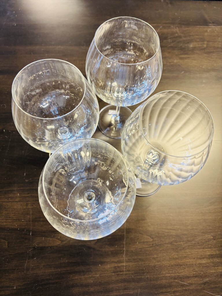 Ribbed Crystal Wine Goblets 4 PC