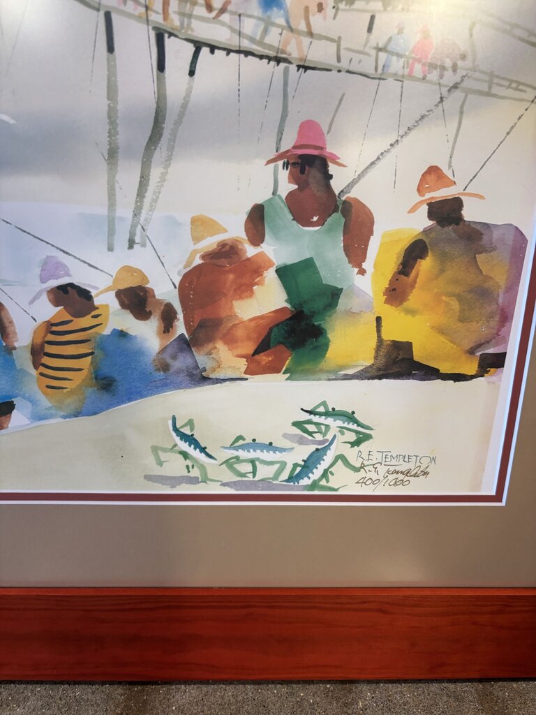 Fishing Off The Pier R.E. Templeton Signed/Numbered 35.25 X 28.5