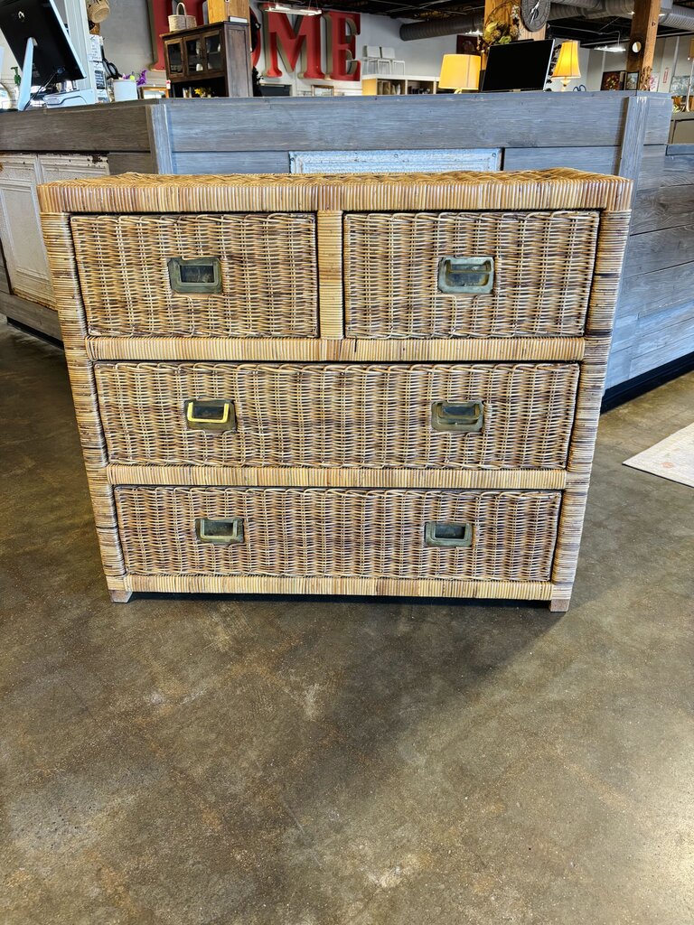 4 Drawer Wicker Chest 37 X 18 X 31