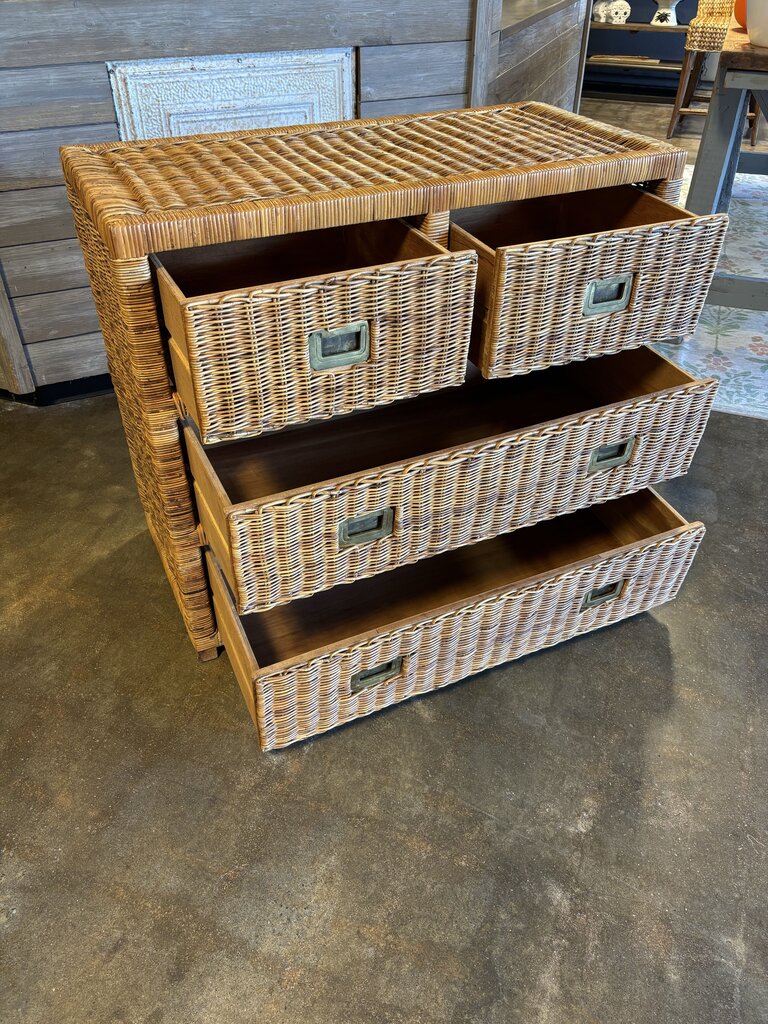 4 Drawer Wicker Chest 37 X 18 X 31