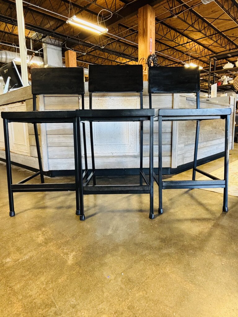 Industrial Style Wood/Metal Barstools Set 3