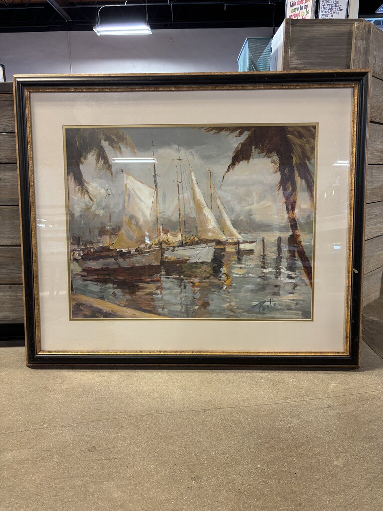 Sailboats Signed Poole 39 X 33