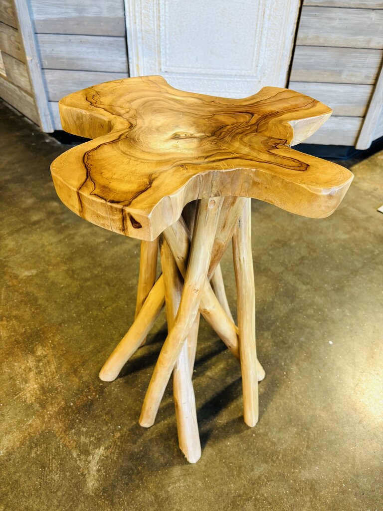 Rustic 9 Leg Live Edge Accent Table