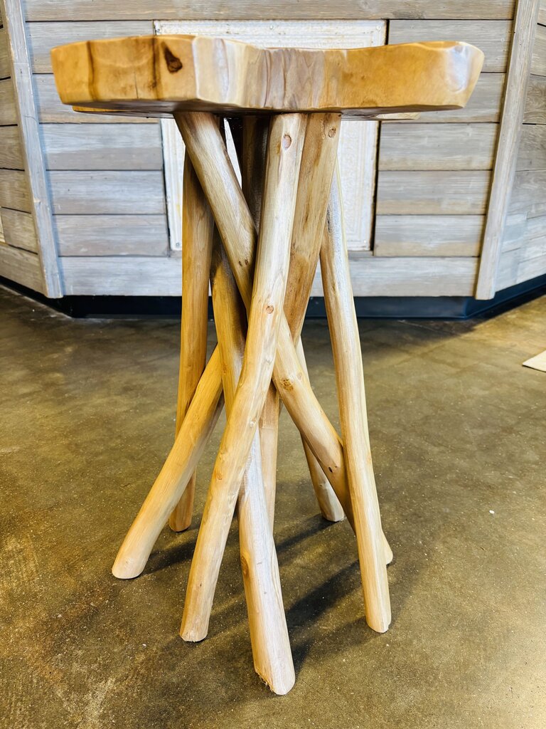 Rustic 9 Leg Live Edge Accent Table