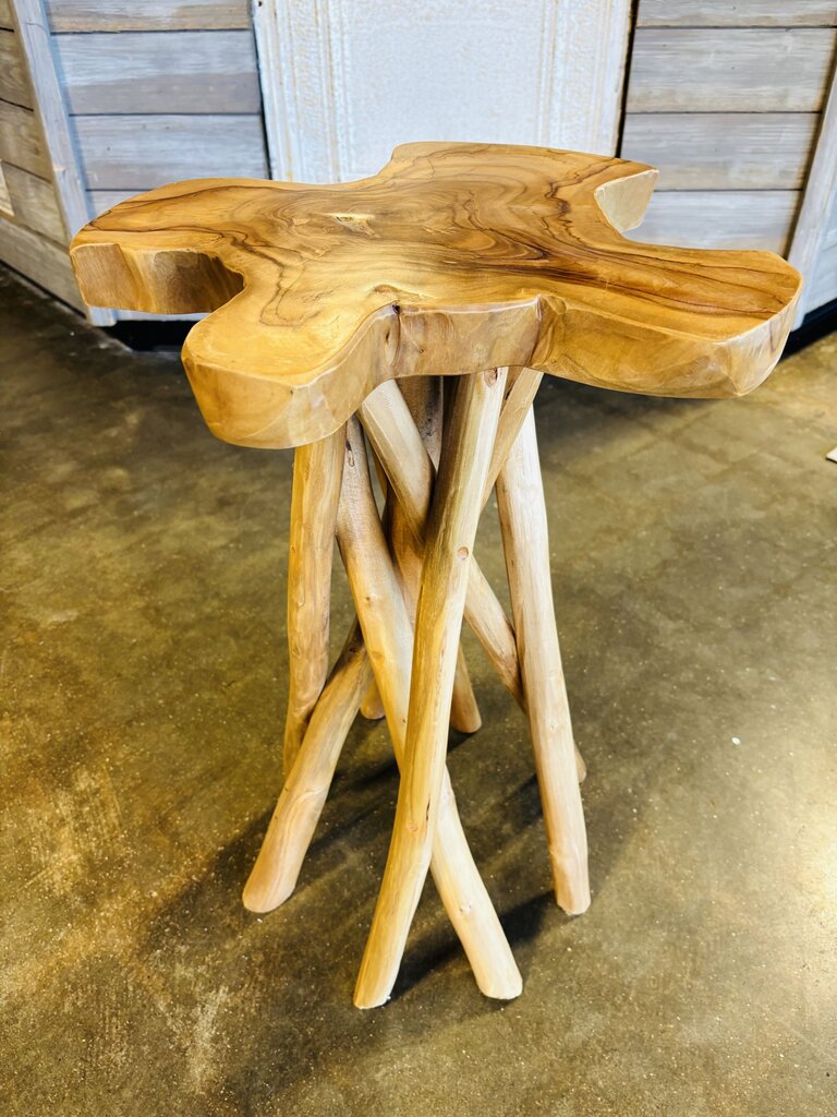 Rustic 9 Leg Live Edge Accent Table