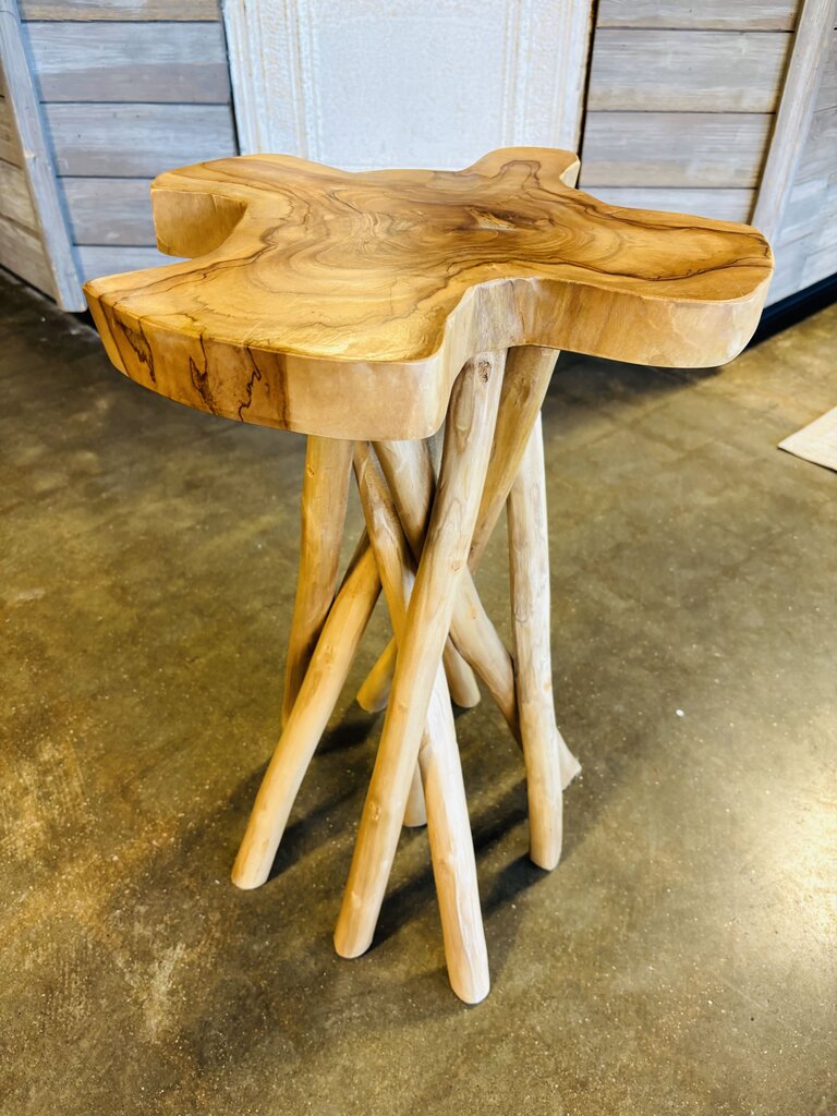 Rustic 9 Leg Live Edge Accent Table