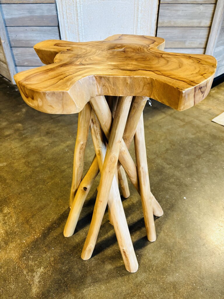 Rustic 9 Leg Live Edge Accent Table