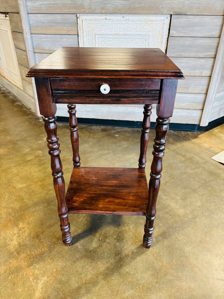 Turn Leg One Drawer End Table 16 X 16 X 29