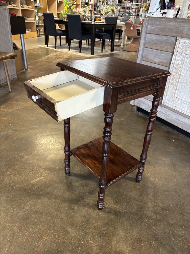 Turn Leg One Drawer End Table 16 X 16 X 29