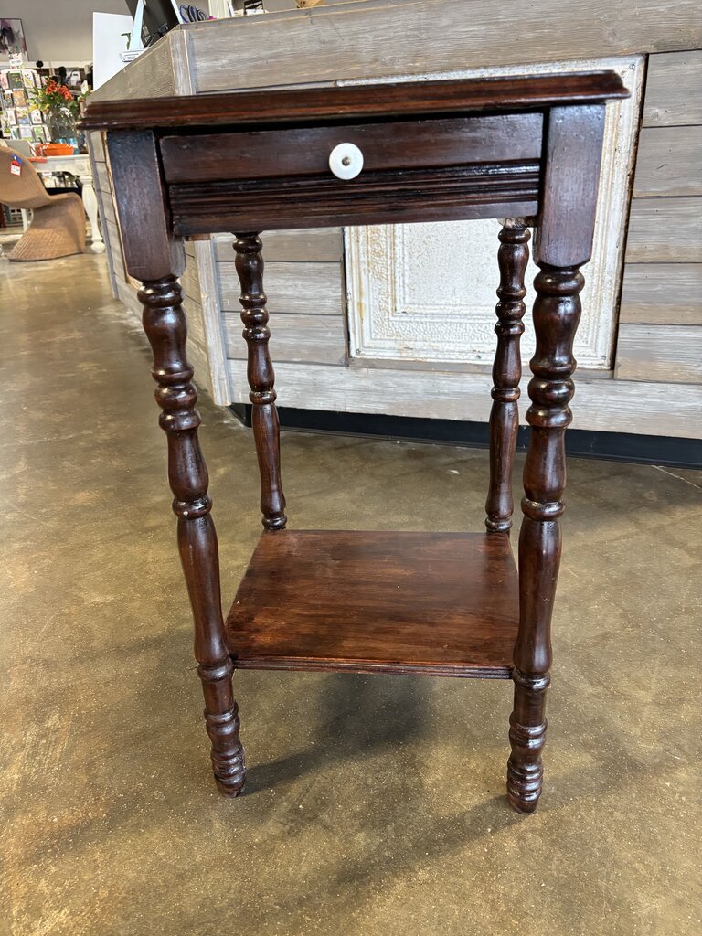 Turn Leg One Drawer End Table 16 X 16 X 29