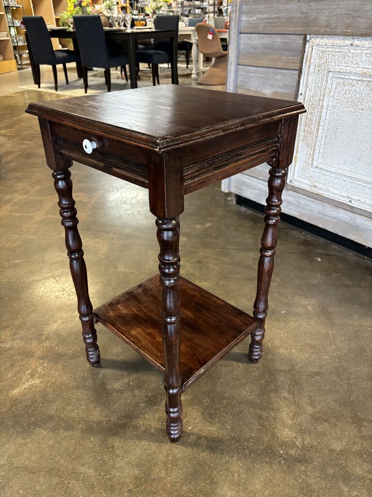 Turn Leg One Drawer End Table 16 X 16 X 29