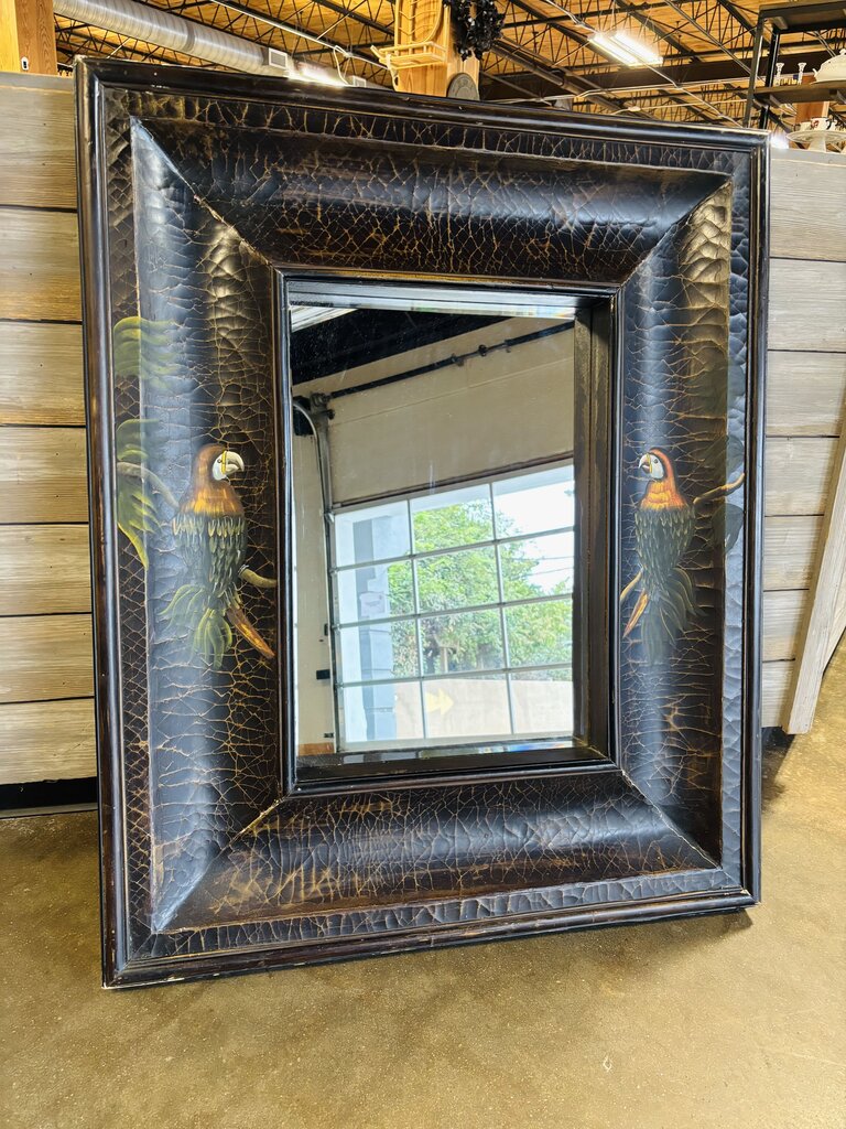 Vintage Chinoiserie Hand Painted Mirror 32.25 X 40 X 2.75
