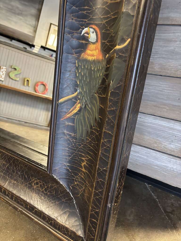 Vintage Chinoiserie Hand Painted Mirror 32.25 X 40 X 2.75