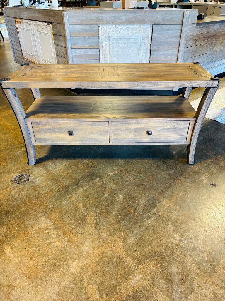 Wood Industrial Console Table