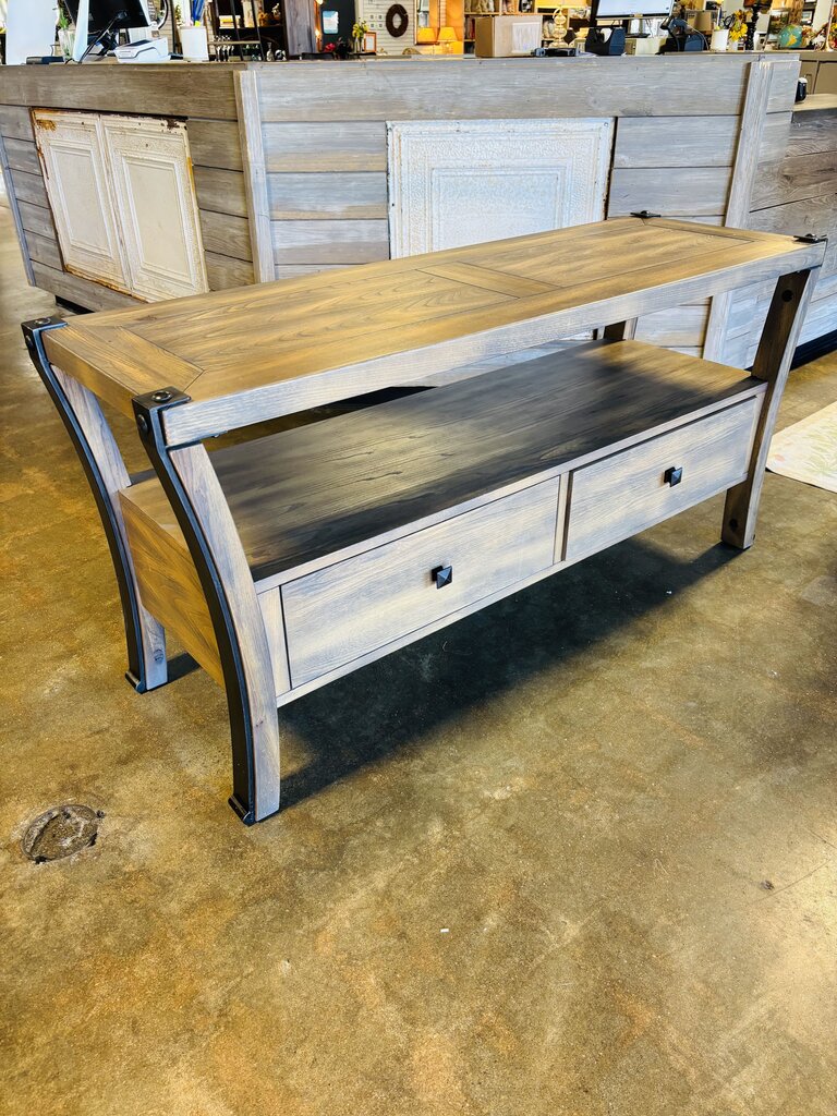 Wood Industrial Console Table