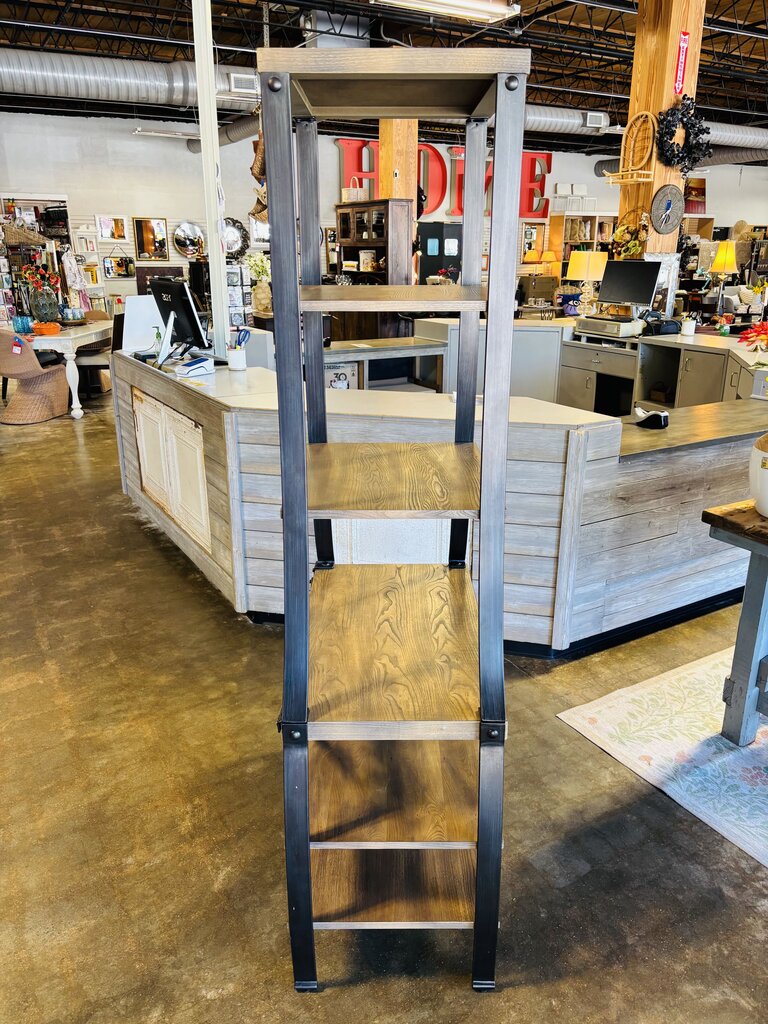 Wood Industrial Tapered Bookshelf