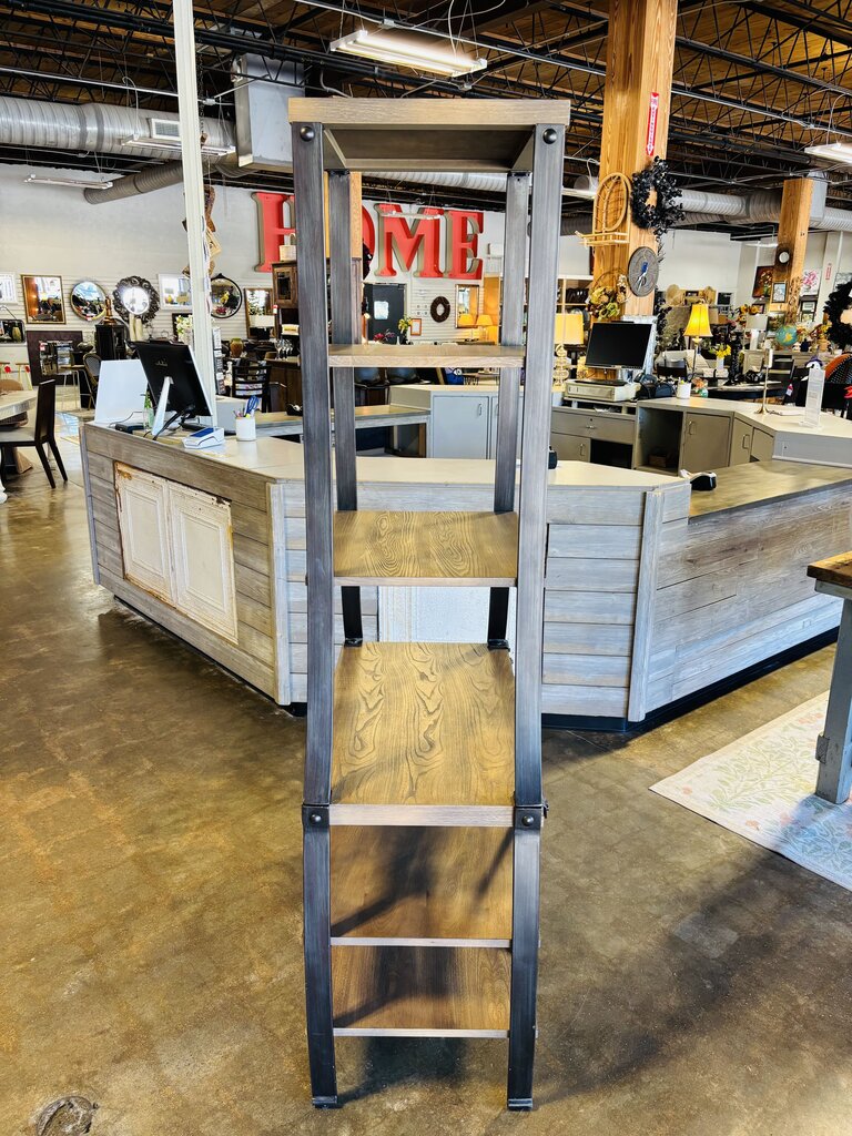 Wood Industrial Tapered Bookshelf