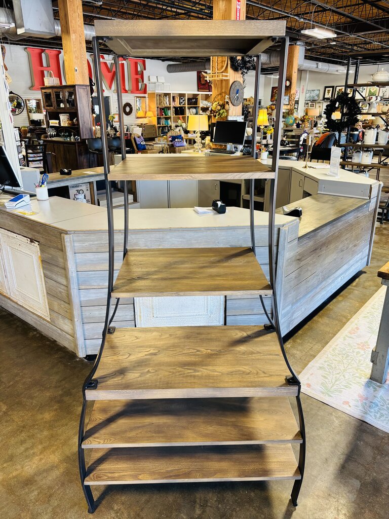Wood Industrial Tapered Bookshelf