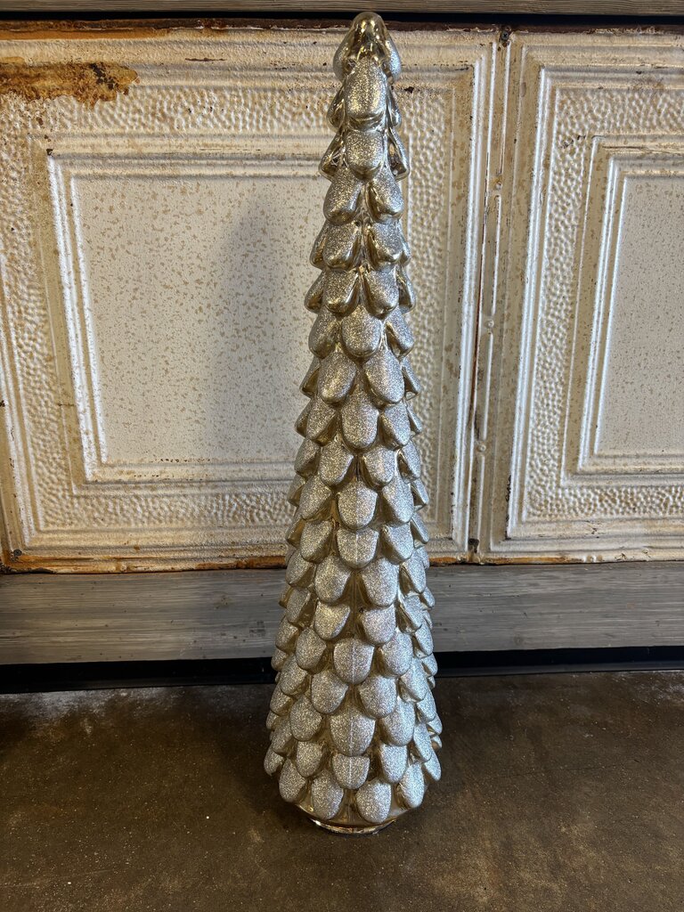 Gold Mercury Glass Christmas Tree 32"H