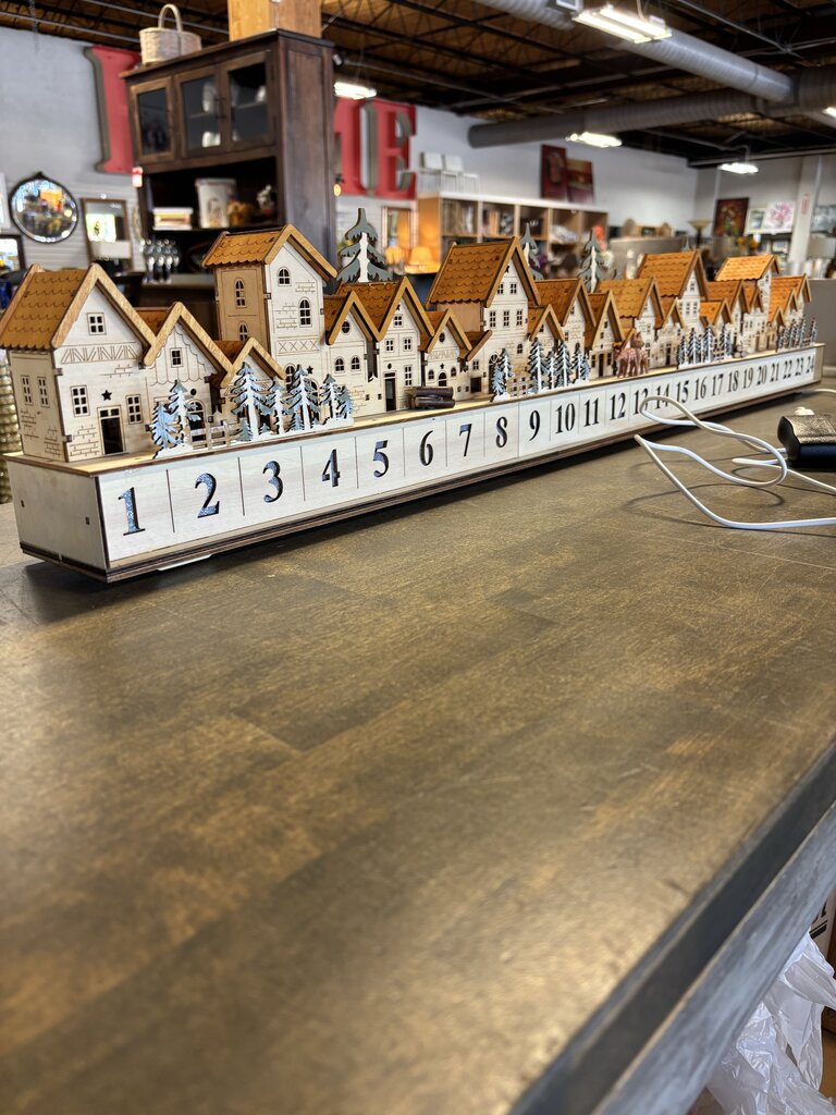 Wood Lighted Christmas Village Advent Calander