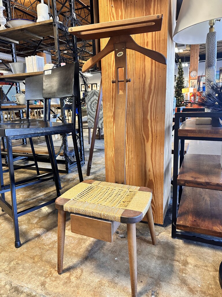 Vintage Wood & Rattan Vallet