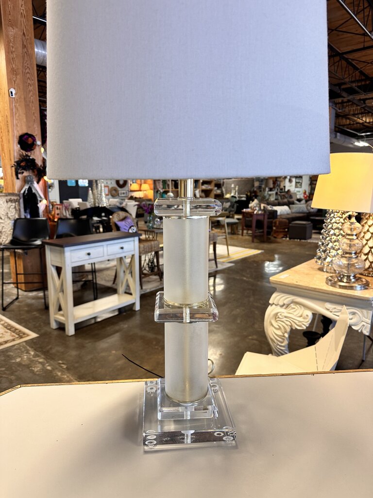 Stacked Lucite Clear Table Lamp