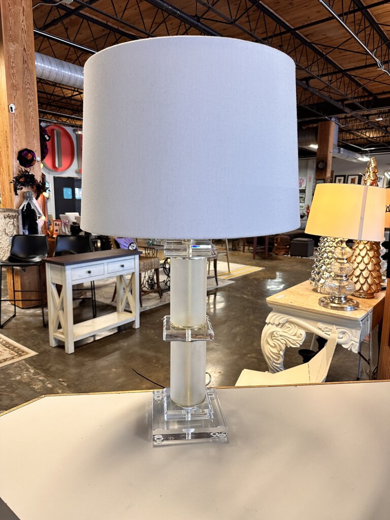 Stacked Lucite Clear Table Lamp