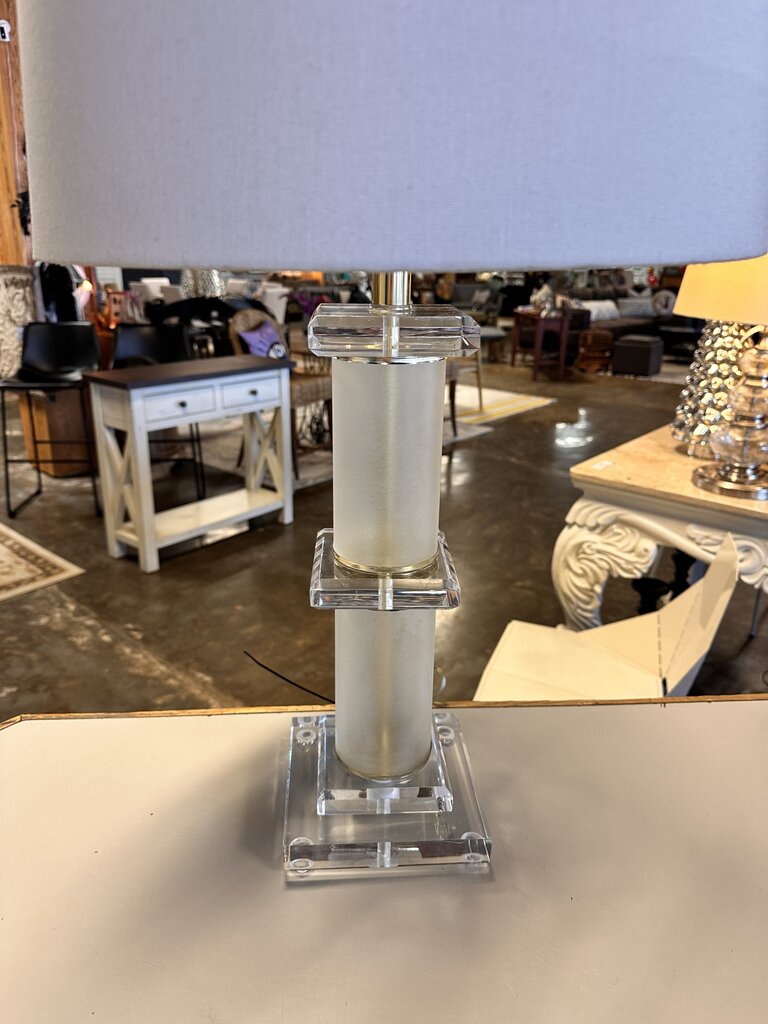 Stacked Lucite Clear Table Lamp