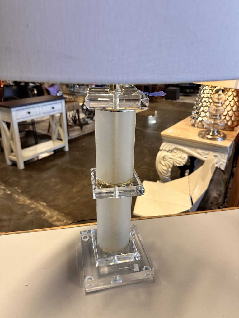 Stacked Lucite Clear Table Lamp