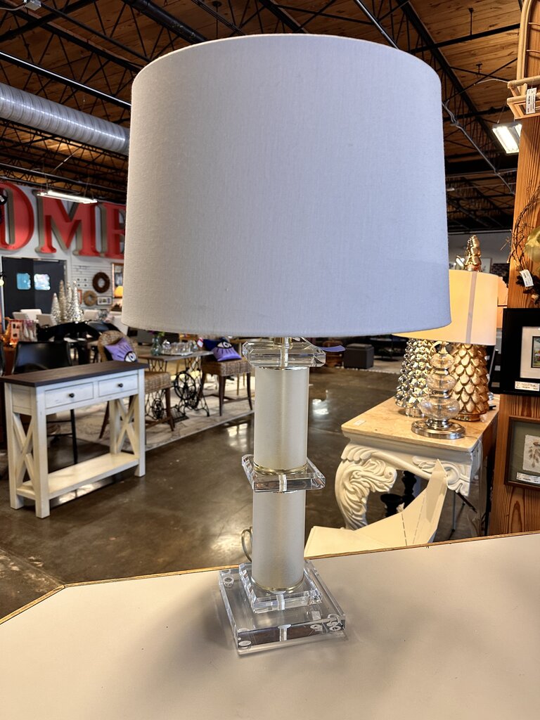 Stacked Lucite Clear Table Lamp