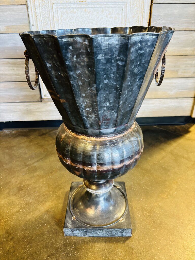 Tall Metal Urn Planter/Vase 24"H