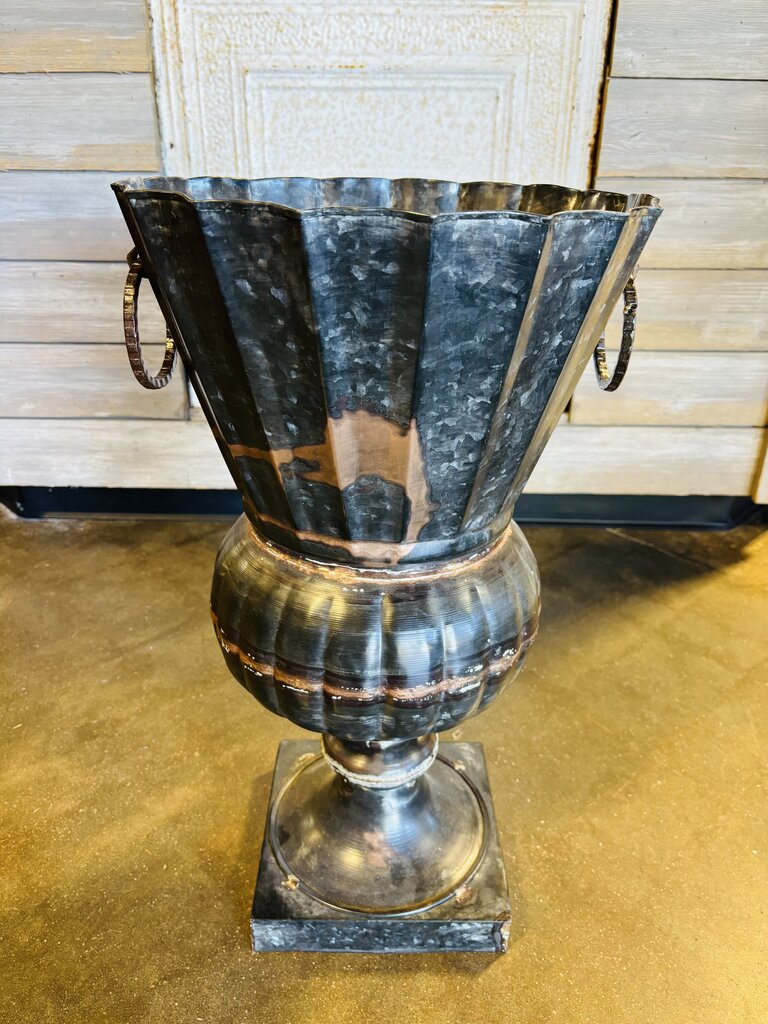 Tall Metal Urn Planter/Vase 24"H