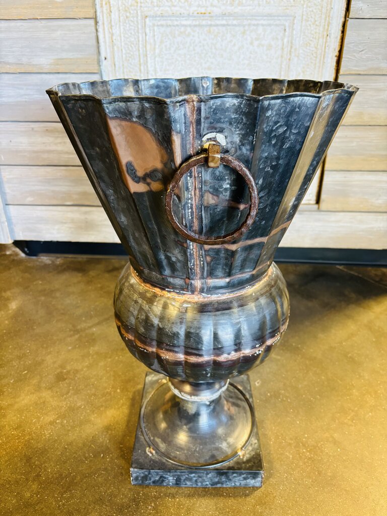 Tall Metal Urn Planter/Vase 24"H