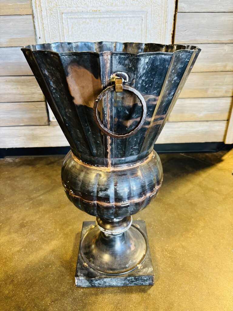 Tall Metal Urn Planter/Vase 24"H