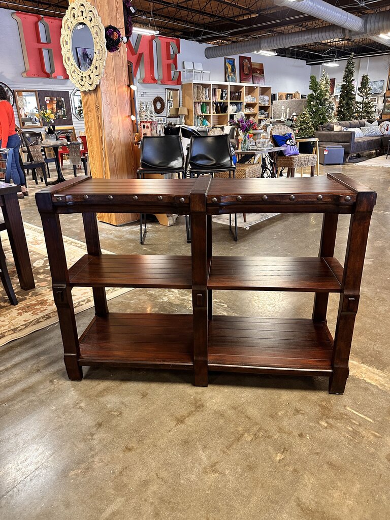 Wood Three Tiered Console 51 X 18 X 35.5