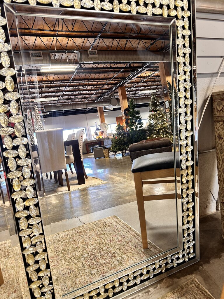 Faux Crystal Inlaid Embellishment Wall Mirror 31.5 X 47.5