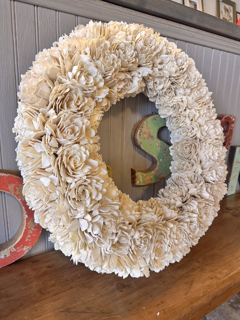Wood Floral Winter Wreath