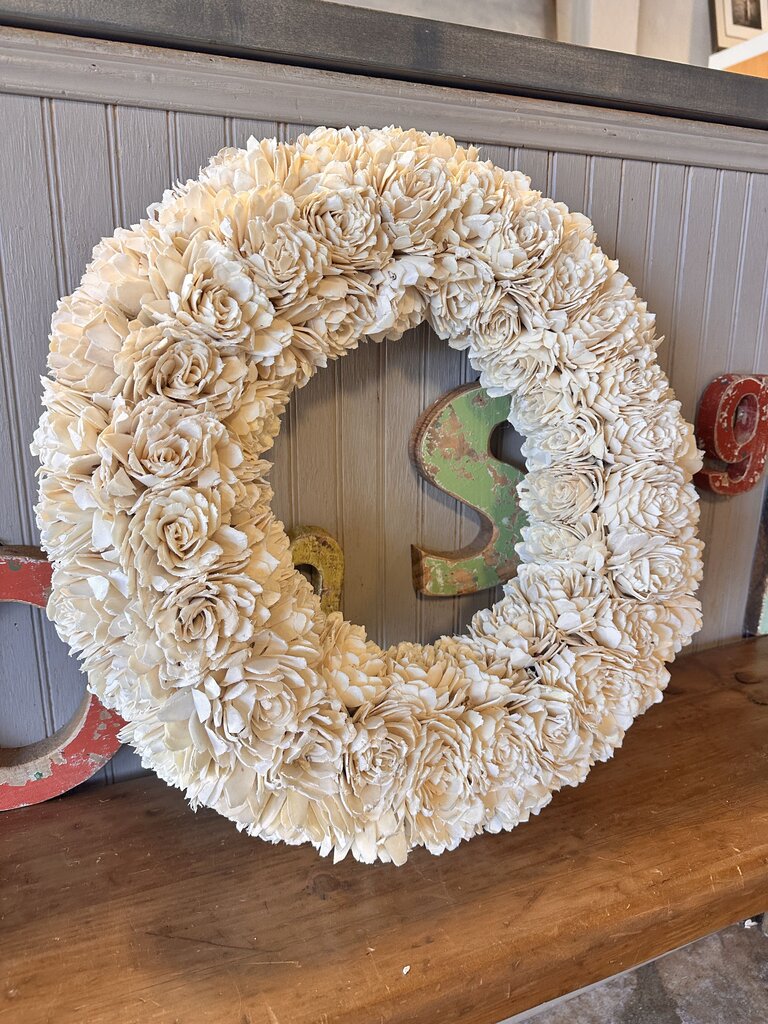 Wood Floral Winter Wreath
