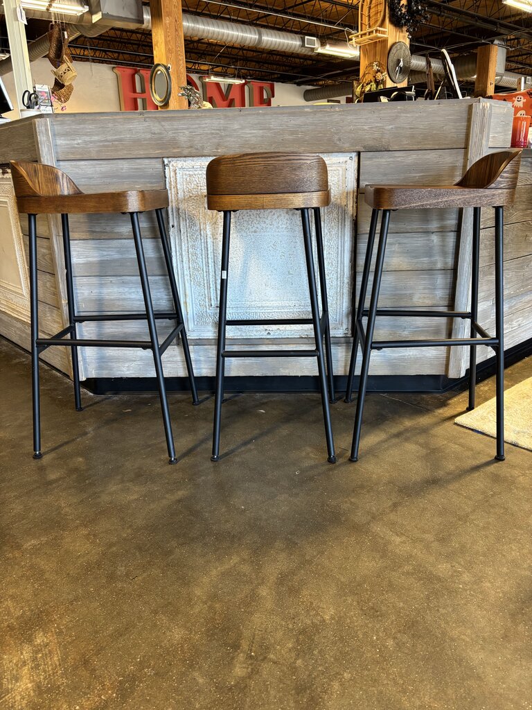 Wood/Metal Bar Stools 29.5"H Set 3