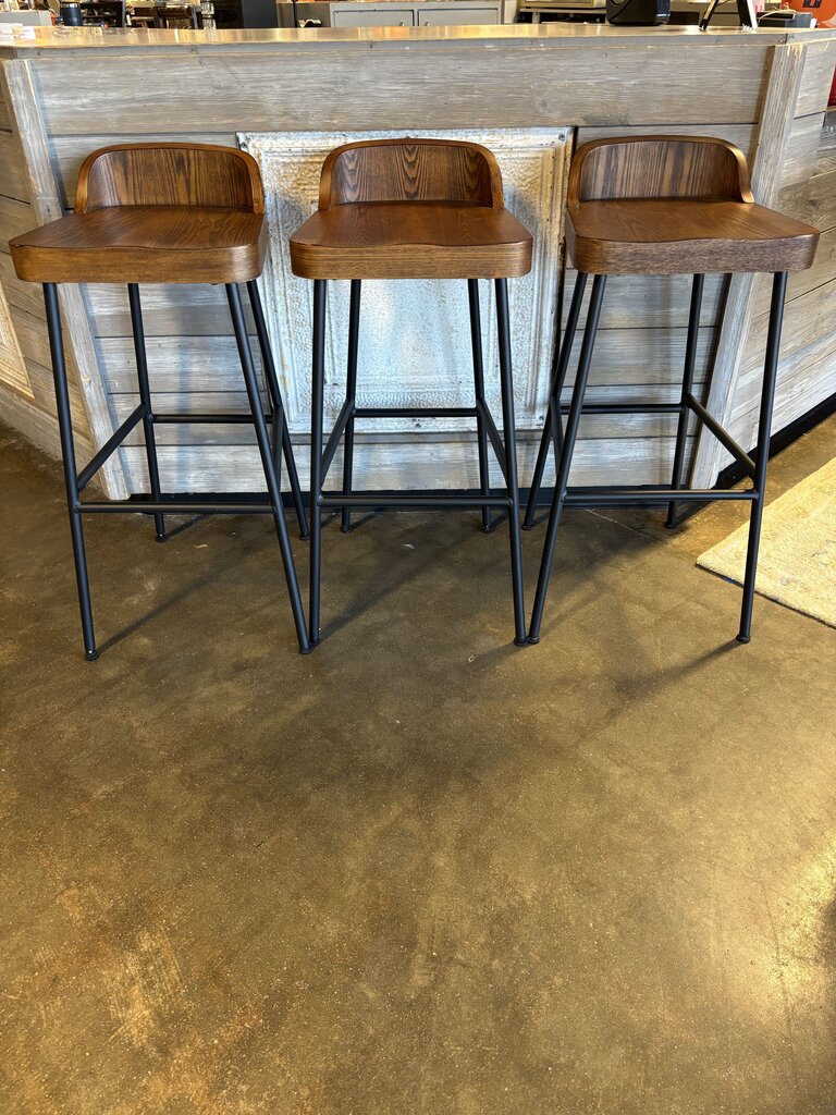 Wood/Metal Bar Stools 29.5"H Set 3