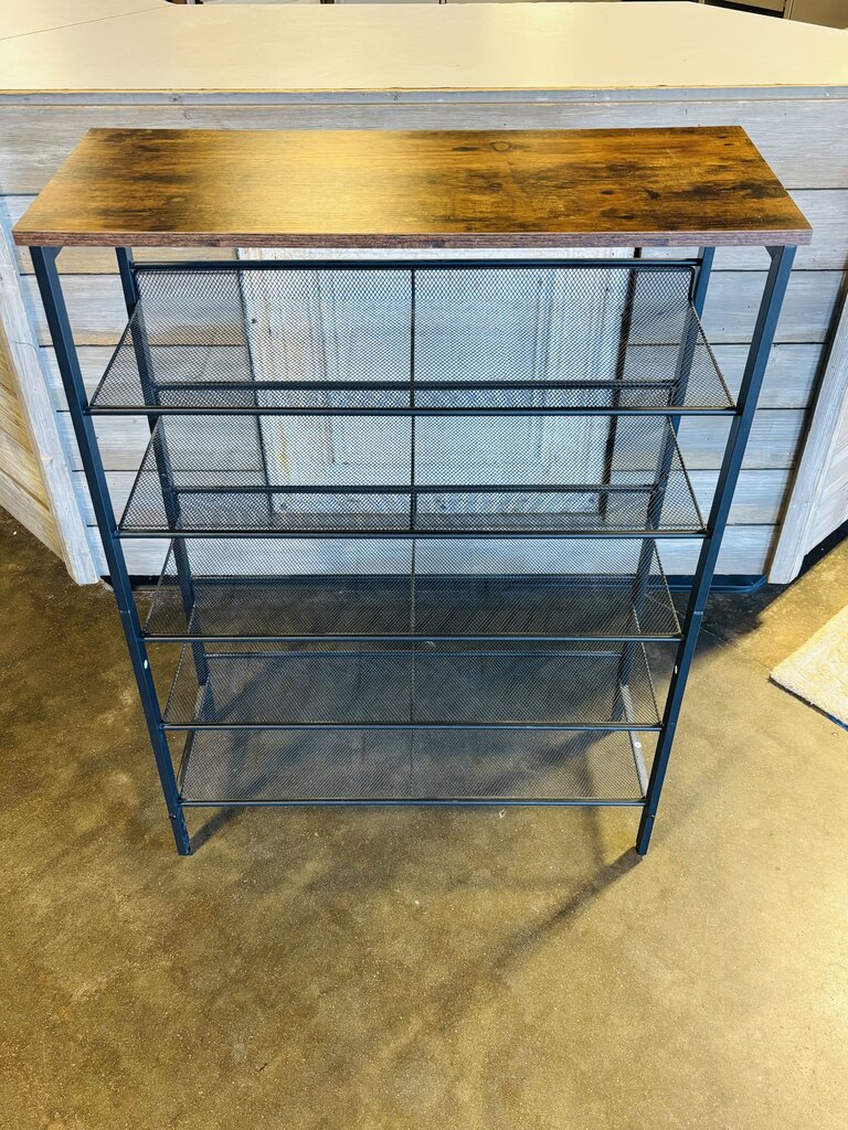 Wood/Metal 5 Tiered Shoe Rack 29.75 X 12 X 39.75