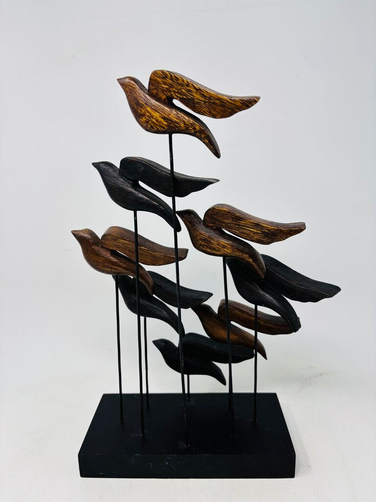 Abstract Flying Flock Of Wood Birds