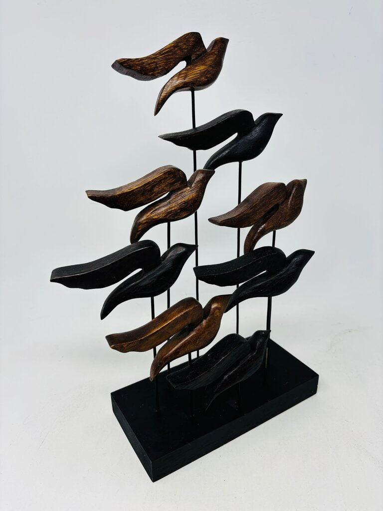 Abstract Flying Flock Of Wood Birds