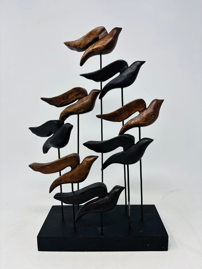 Abstract Flying Flock Of Wood Birds