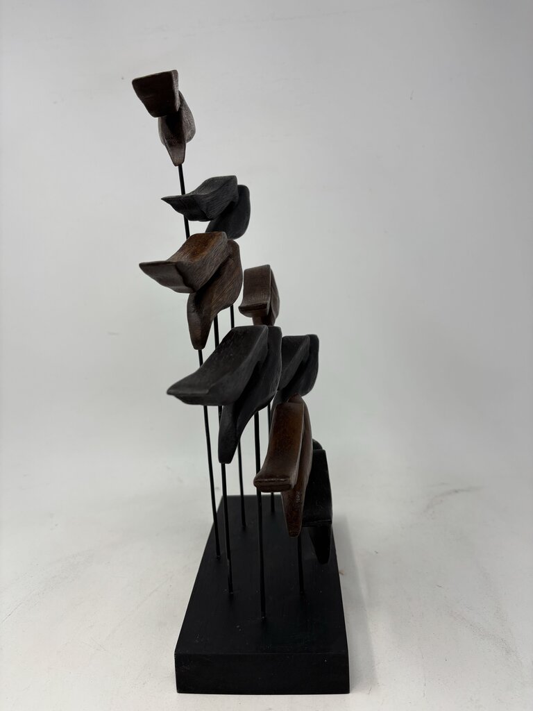 Abstract Flying Flock Of Wood Birds