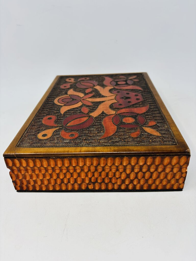 Hand Carved Wood Trinket Box