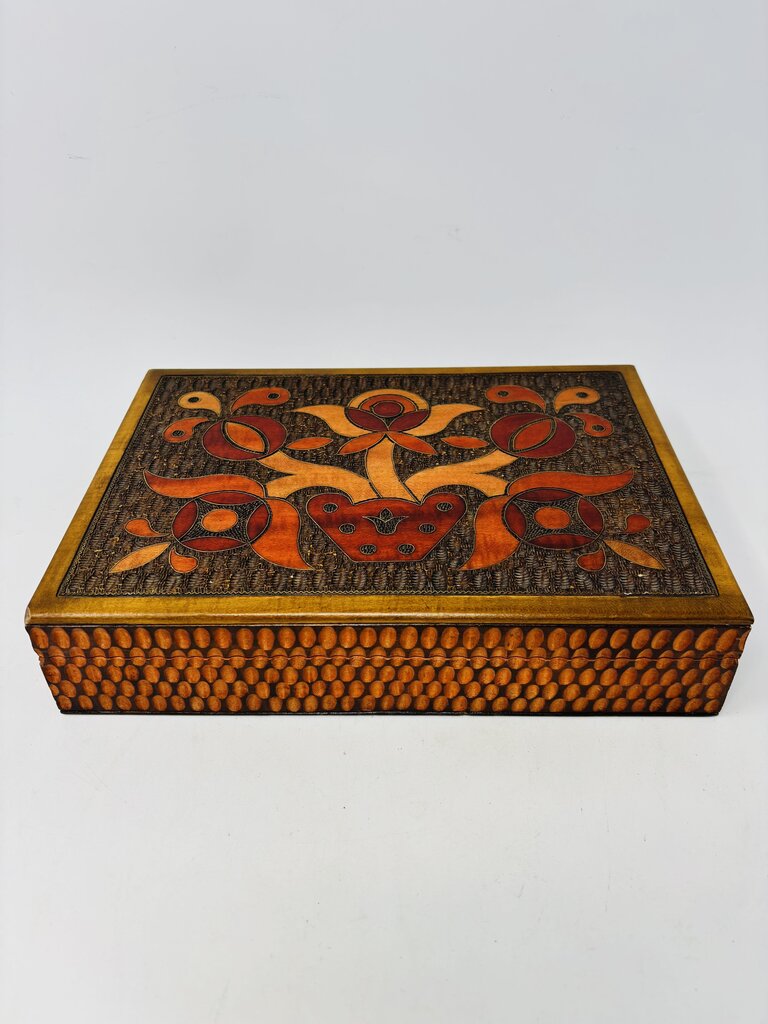 Hand Carved Wood Trinket Box