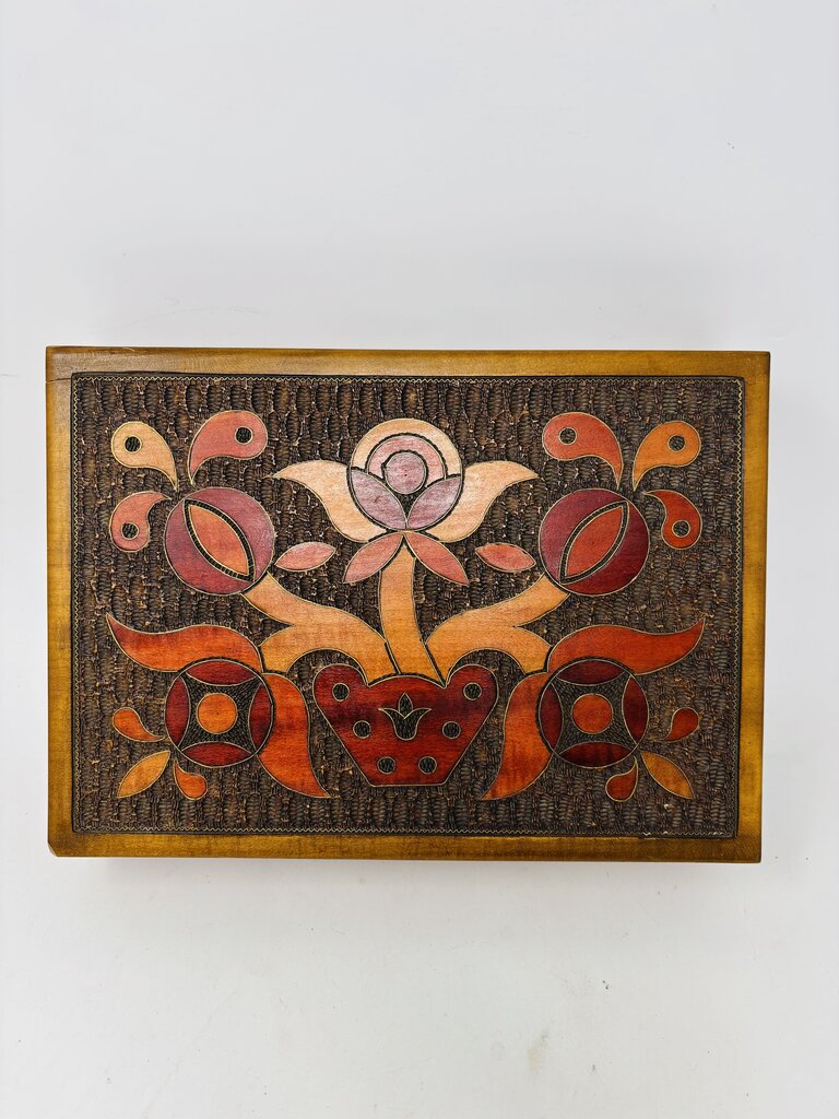 Hand Carved Wood Trinket Box